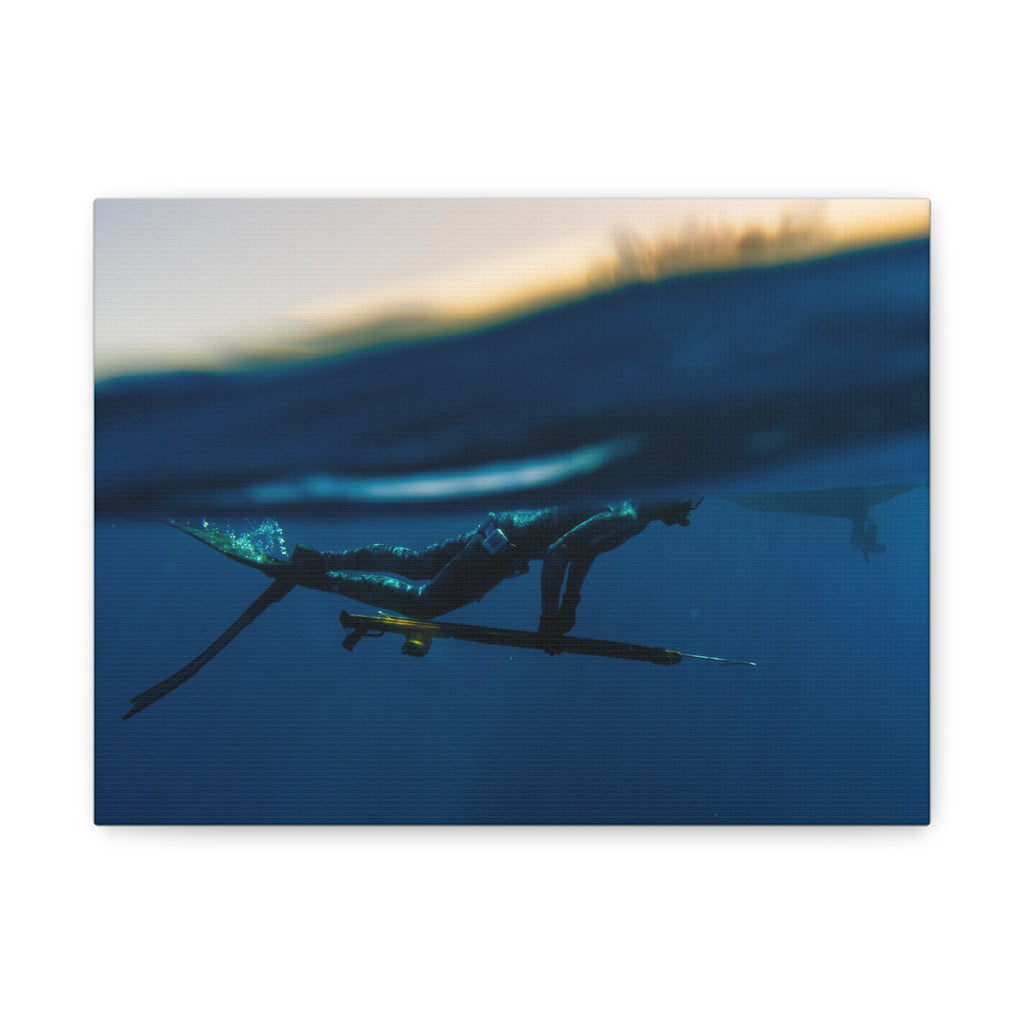 Underwater Spearfishing Canvas Wall Art — Matte Stretched 1.25"