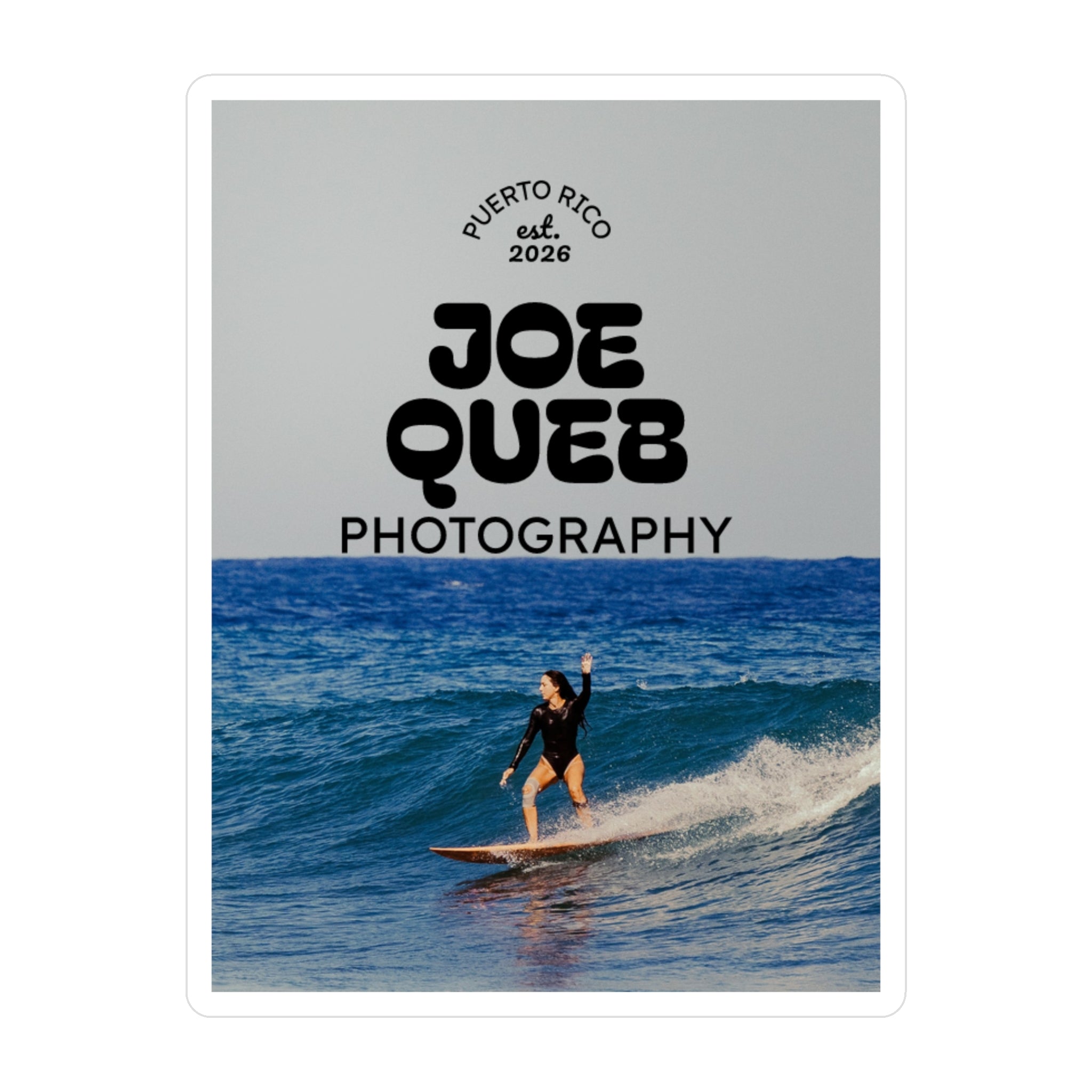 Photography Logo Kiss-Cut Vinyl Decal — "Joe Queb Photography" Puerto Rico Surf
