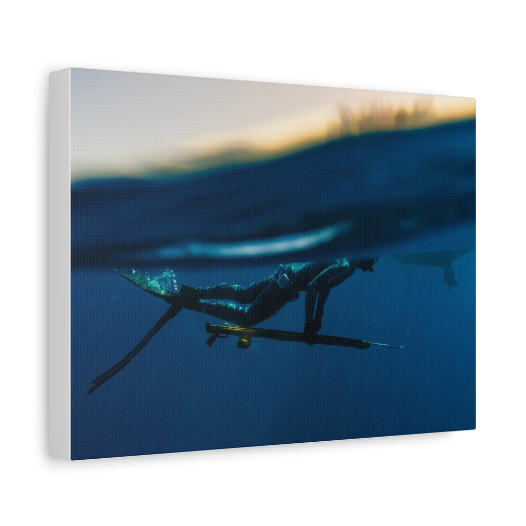 Underwater Spearfishing Canvas Wall Art — Matte Stretched 1.25"