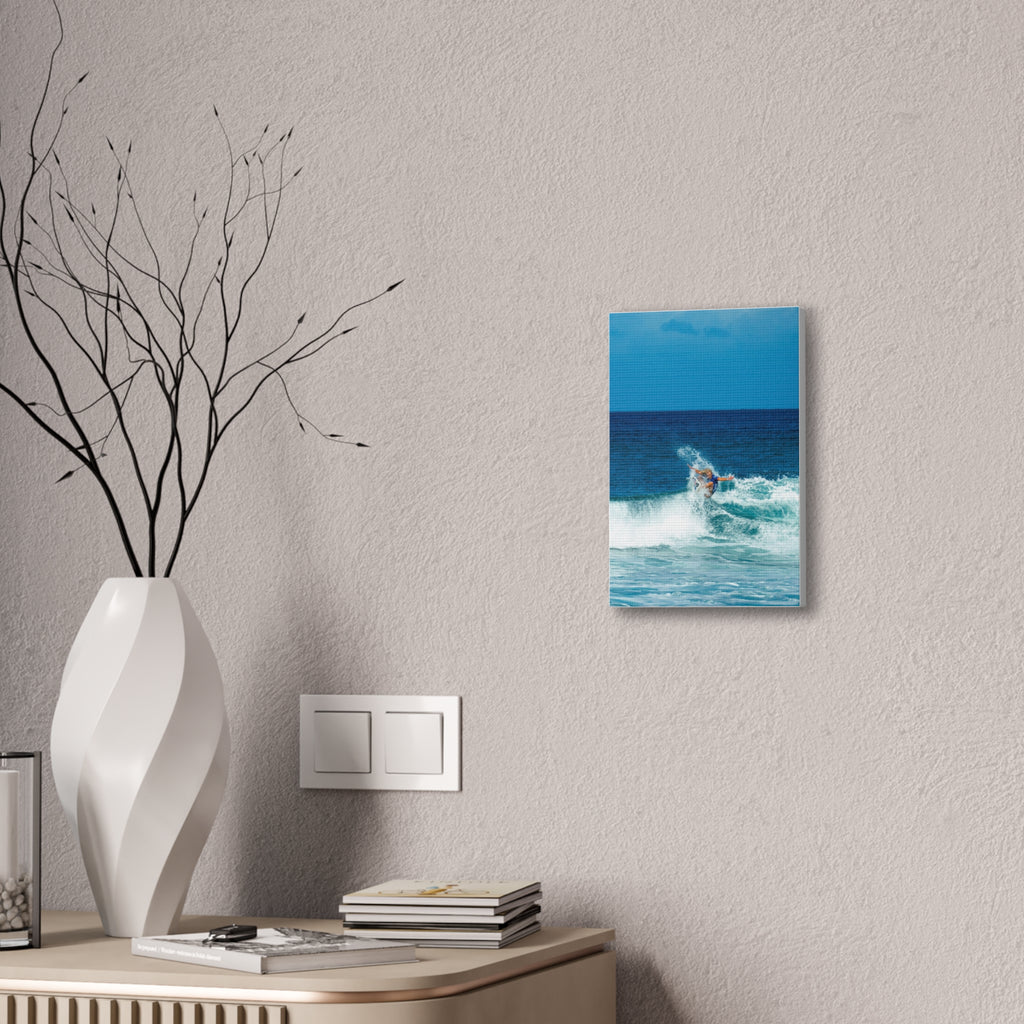 Surfing Ocean Wave Canvas Wall Art — Coastal Beach Photography Print