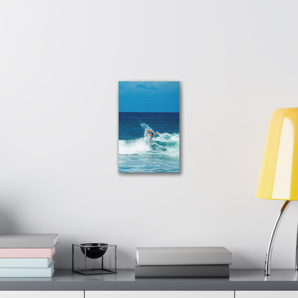 Surfing Ocean Wave Canvas Wall Art — Coastal Beach Photography Print